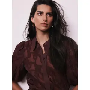 Mint Velvet Burgundy Jacquard Puff Sleeve Shirt